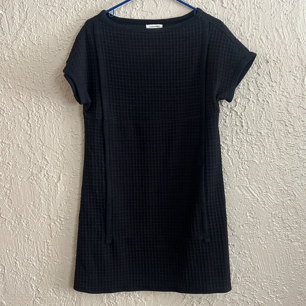 ⭐️ Max Studio Boatneck Short Sleeve Waffle Knit Pocket T-Shirt Dress
